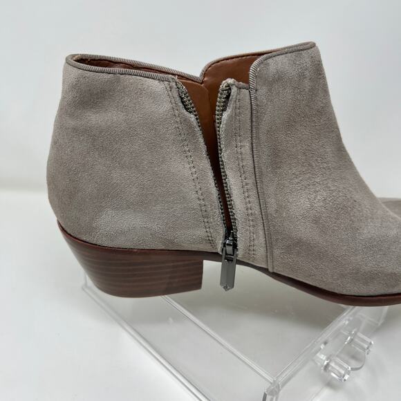 Sam Edelman Petty Ankle Boots Women’s 8W Gray Leather Side Zip Booties - Picture 9 of 11